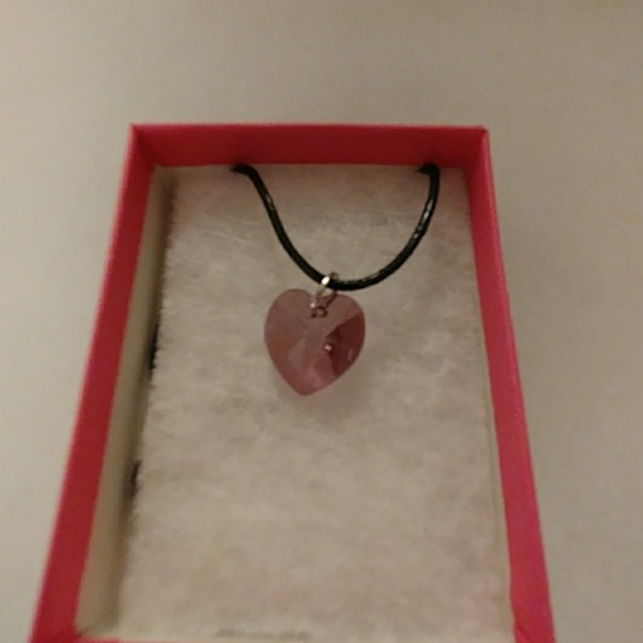 Alexandrite Pink Crystal Heart Necklace - Picture 6 of 8